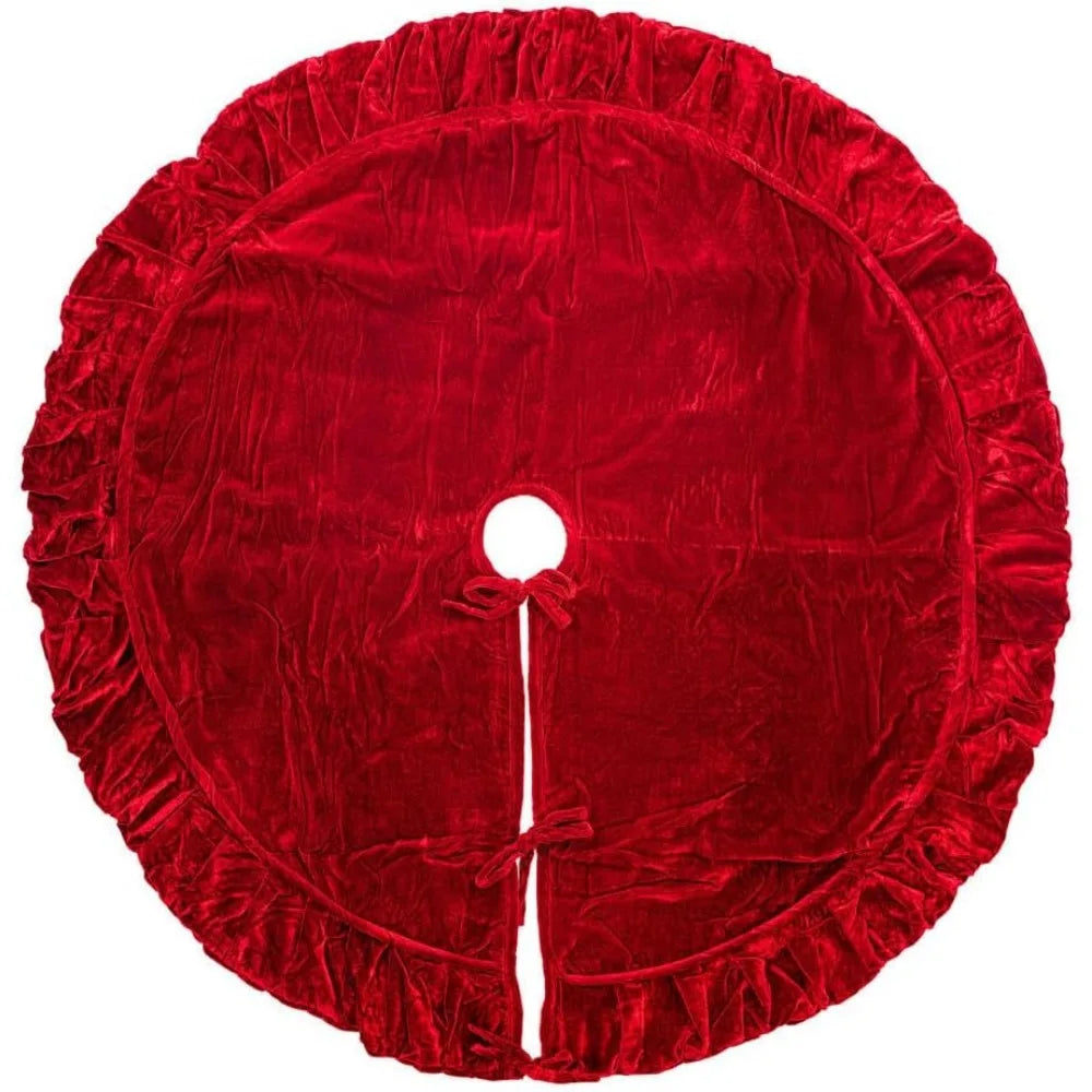 Plush Red Velvet Christmas Tree Skirt, 72"