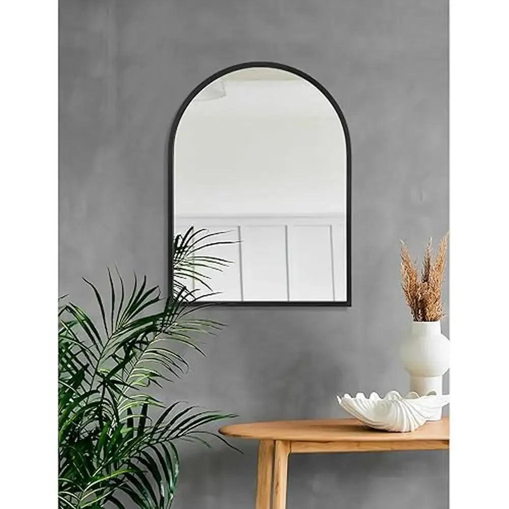 Large Black Arched Wall Mirror, 20"x16"