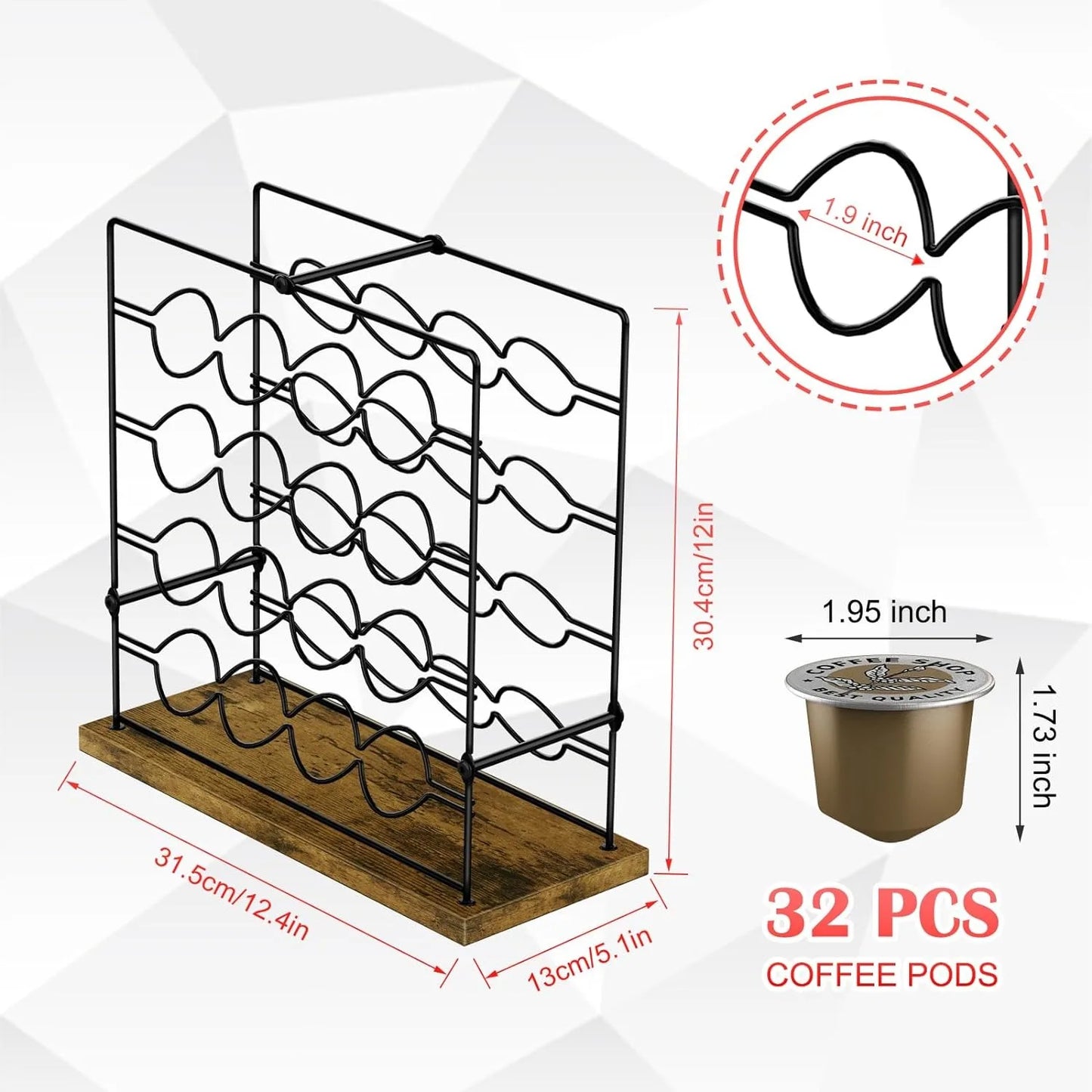 Modern Coffee Pod Holder, 32 Pods