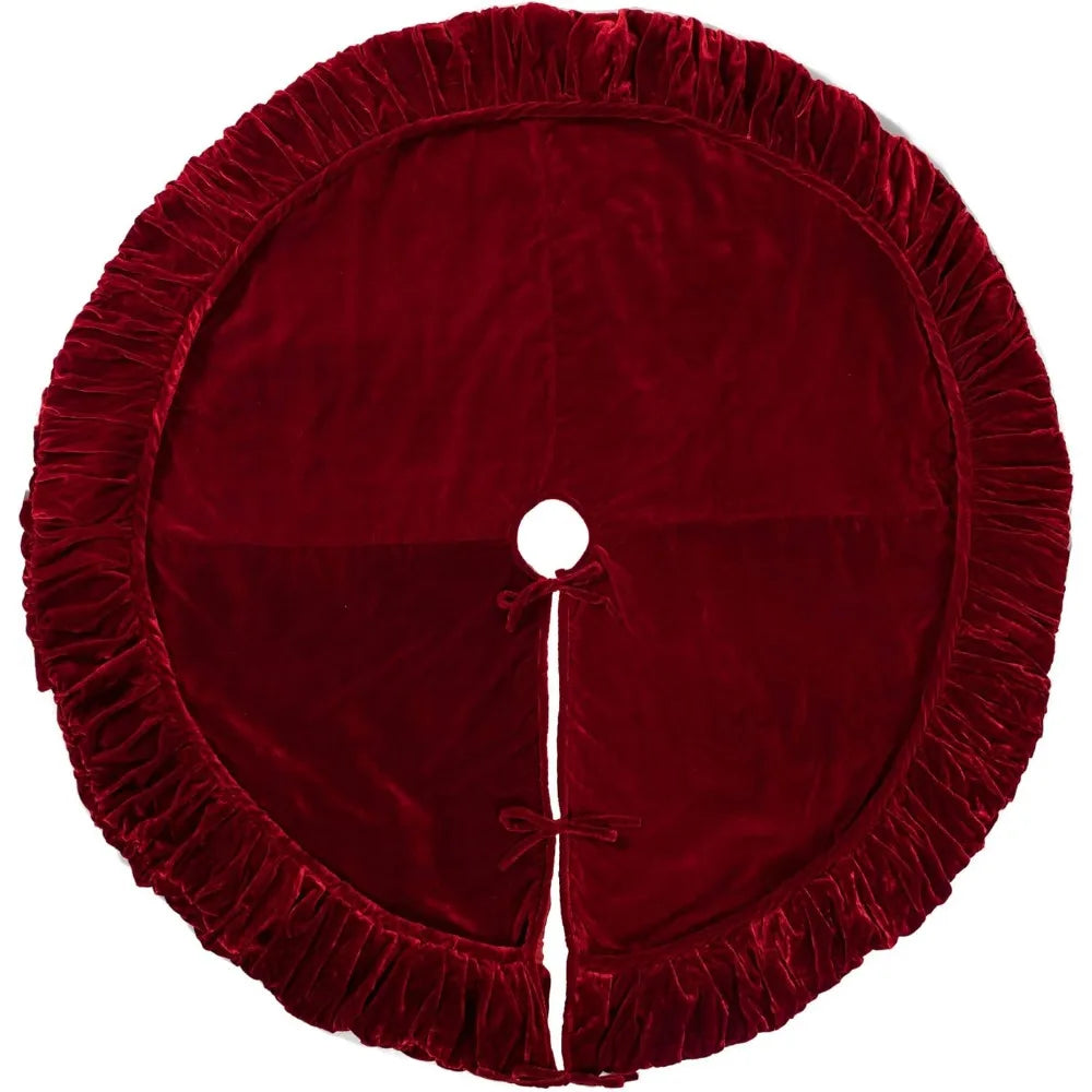 Plush Red Velvet Christmas Tree Skirt, 72"